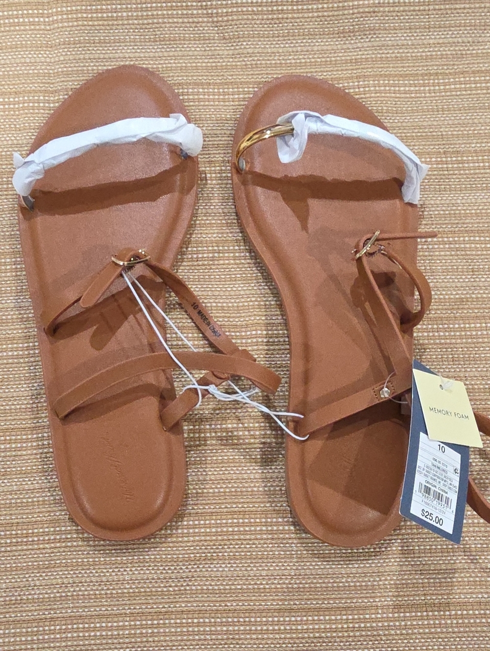 Universal Thread Tan Strappy Memory Foam Sandals